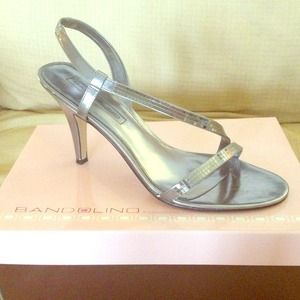 Strappy gunmetal evening heels