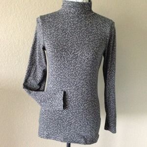 Gray & black leopard print knit turtleneck