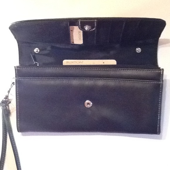 NWOT Buxton Black Leather Wallet w/ Mirror - Picture 2 of 3