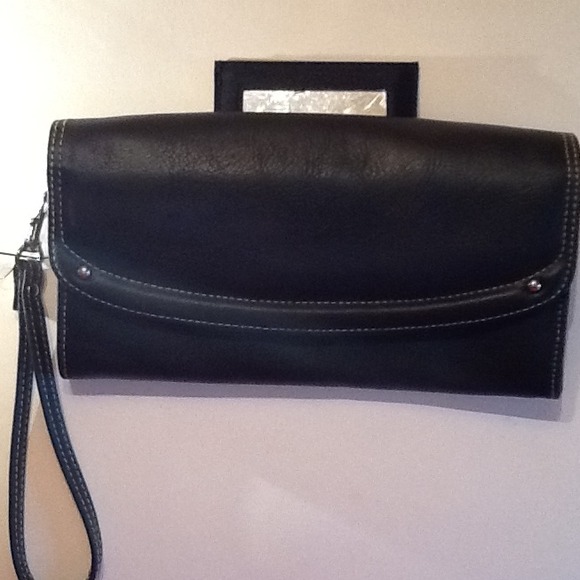 NWOT Buxton Black Leather Wallet w/ Mirror - Picture 3 of 3