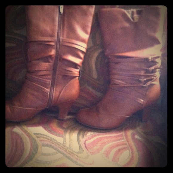 RESERVED! Strappy brown boots! So cute!