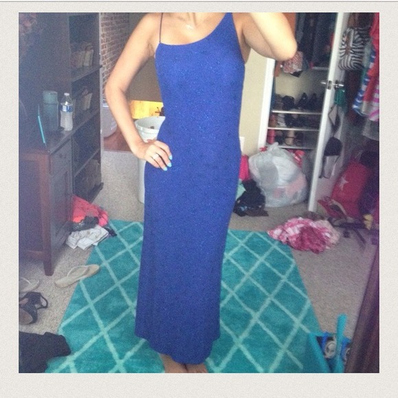 Blue one shoulder long dress 💙