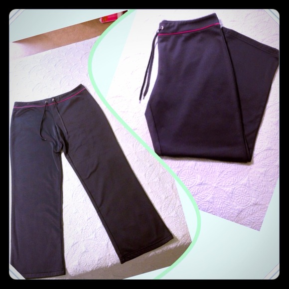Charcoal gray workout pants.