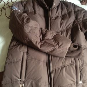 Warm and wonderful ski or snowboard coat.  Down.