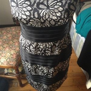 Strapless or spaghetti strap dress.