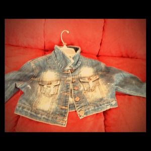 Long sleeve jean jacket cut off