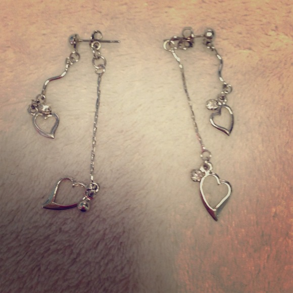 One of a kind heart studded long back earring.