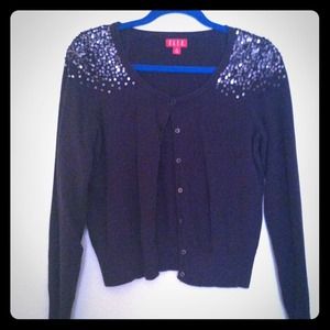 Dark gray sweater with sequin shoulders