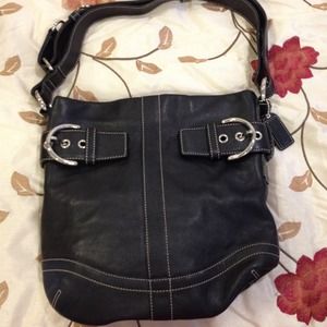 Coach black leather bag