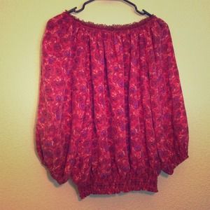 ⭐Just Reduced⭐Off shoulder pink floral silk shirt