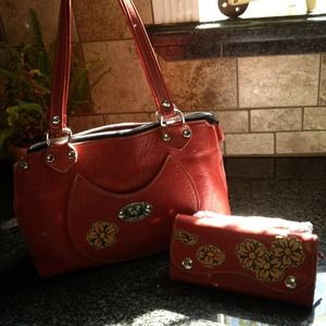 Lucky girl red leather purse ADORABLE!