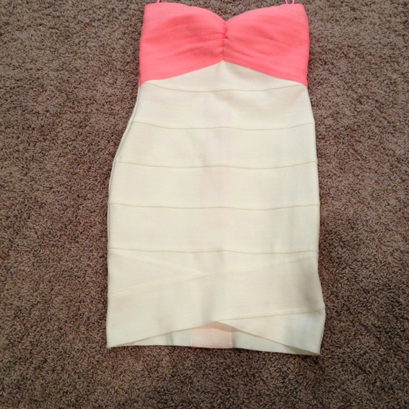 Pink and white bandage dress