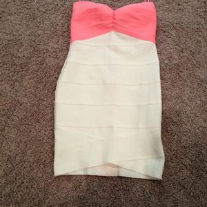 Pink and white bandage dress