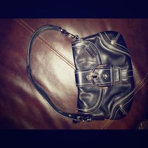 Small black leather Coach Hobo Purse