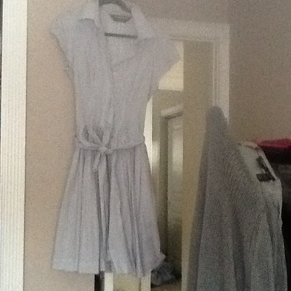 Light blue and white pinned stripped Spring/summer