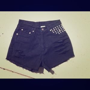 🚫 Custom Order Studded black High waist Shorts