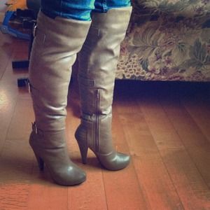High heel knee length boots
