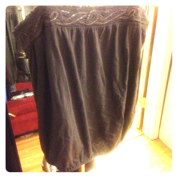 Bohemian slate colored tank top w/ chain design