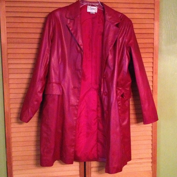 ❌RESERVED❌Red snakeskin pleather coat