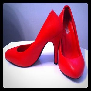 Bright red pumps