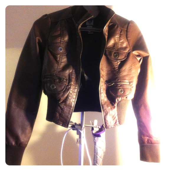 Brown faux leather jacket