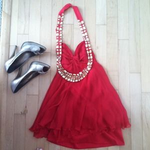 SOLD$$$ to cahella Bebe halter jeweled neckline
