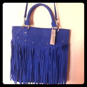 Royal Blue Suede Fringe Tote/Crossbody🍭