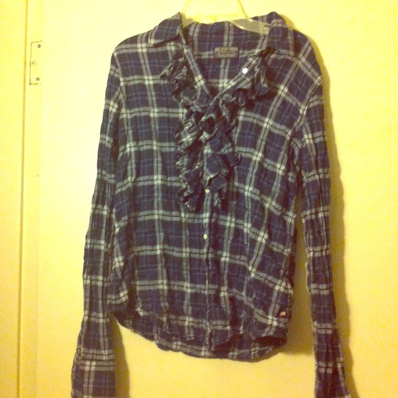 Ralph Lauren ruffle front plaid blouse!! - Picture 1 of 2