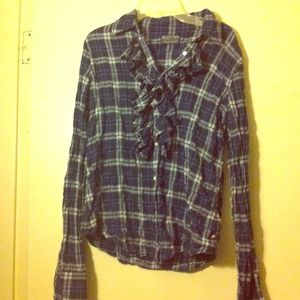 Ralph Lauren ruffle front plaid blouse!!