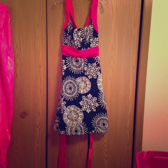 Black and white with pink dress