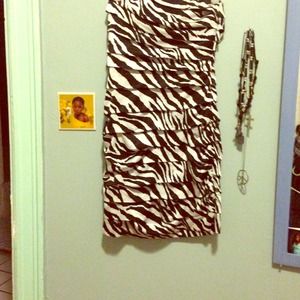 Strapless zebra print dress