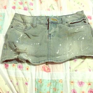 Denim paint splatter skirt