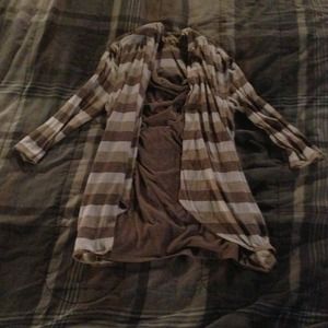 Light brown and dark brown shirt.