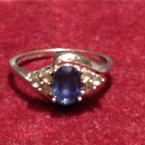 10k white gold sapphire stone ring