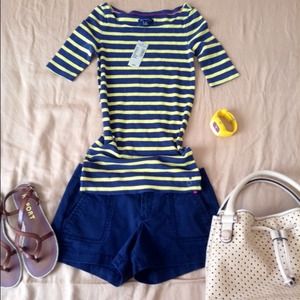 American Eagle blue and yellow Stripes XS top