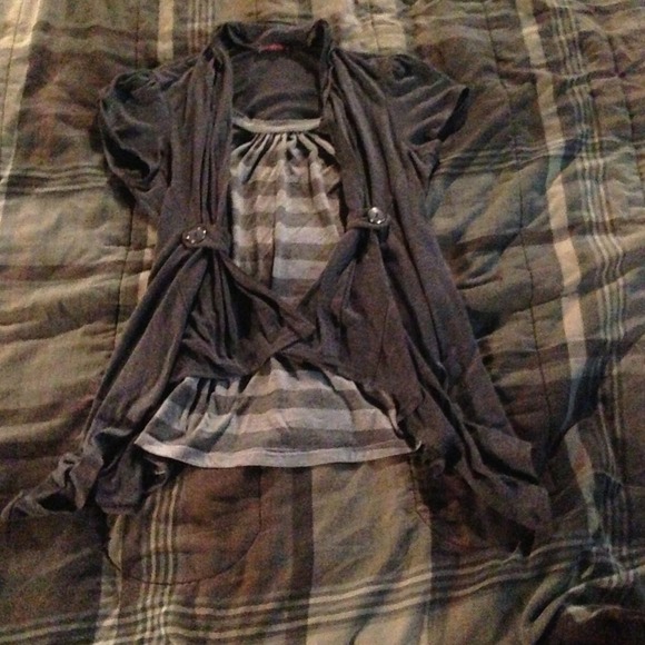A maternity light grey and dark grey shirt