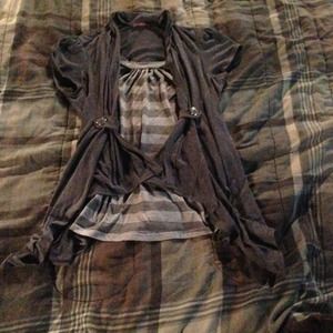 A maternity light grey and dark grey shirt