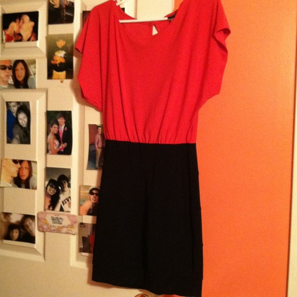 Hot pink/ black dress