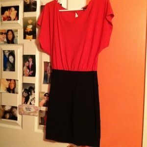 Hot pink/ black dress