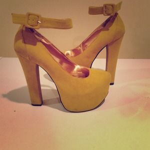 Mustard yellow platform heels