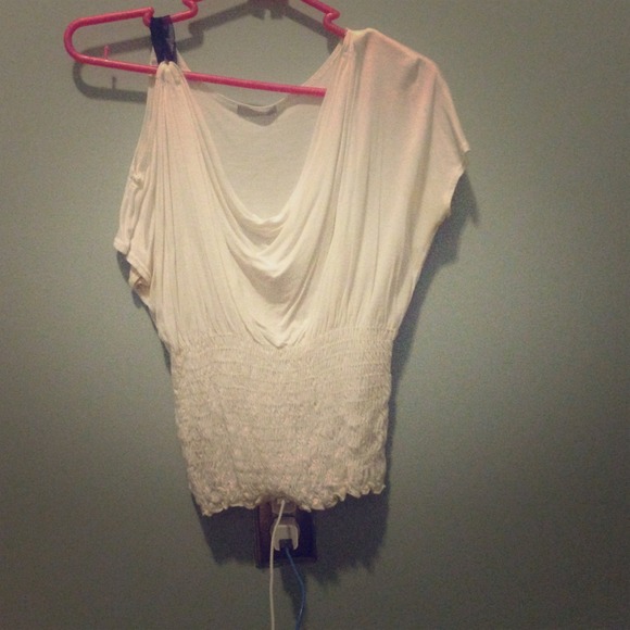 White cold shoulder blouse