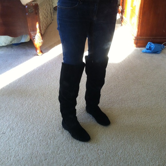 Over the knee high black boots