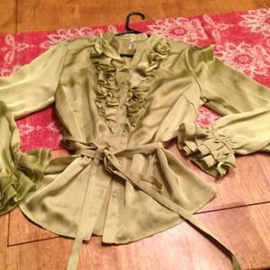 Gorgeous pear green dressy office blouse