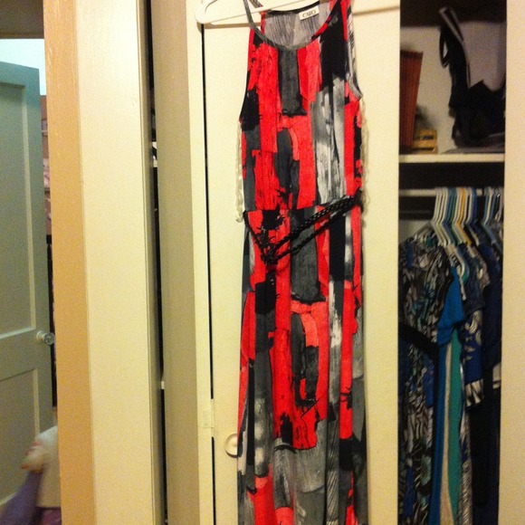 Black and Orange Hi Low maxi