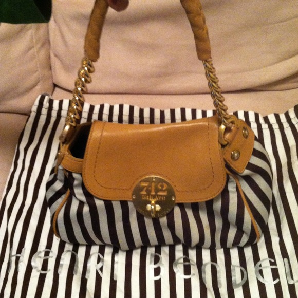Henri Bendel Handbags - Henri Bendel Brown and White Small Shoulder