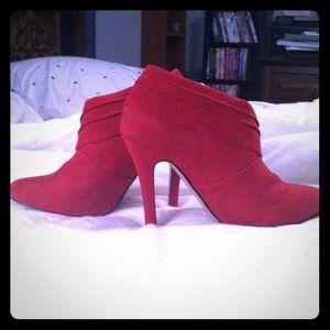 Red ankle booties