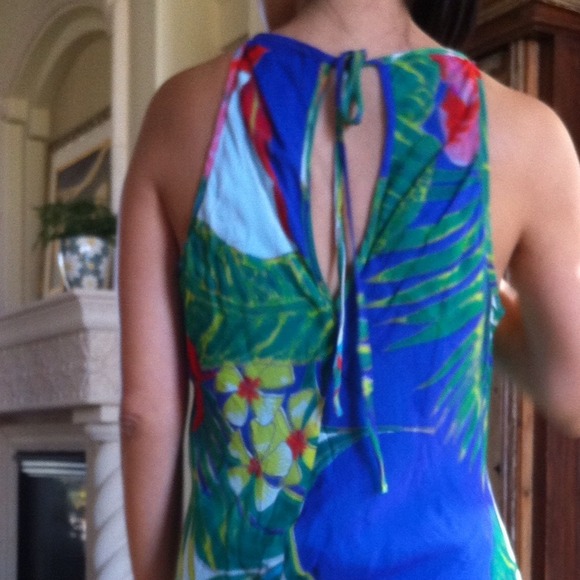 🎉🎉HOST PICK🎉🎉Tropical silk w/sequin dress - Picture 3 of 4