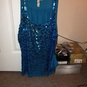 Cute teal sequin tank 2xl