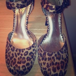 Jessica Simpson leopard print Mary Janes