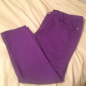 Purple denim crop pants